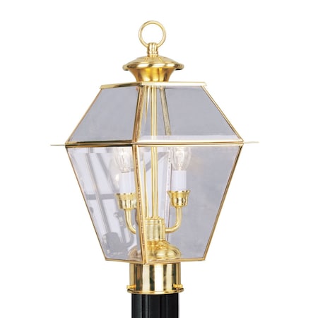 Livex Lighting Westover 2 Light Polished Brass Outdoor Post Top Lantern 2284-02