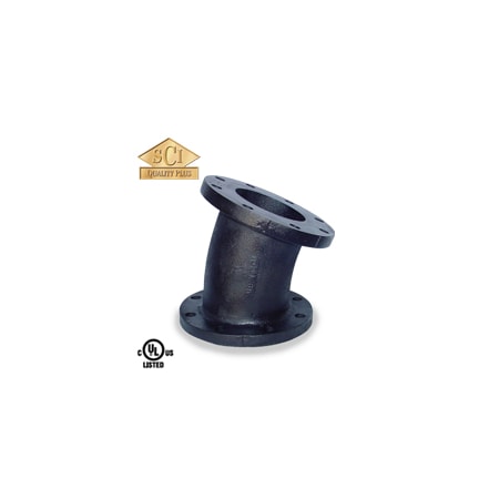 Smith-Cooper Flanged 22-1/2 Bend, Duc. Iron, 150lb, 4" 4319002456