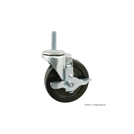 80/20 Swivel Caster, 7/16-14 Stem, Brake, 4" 2305