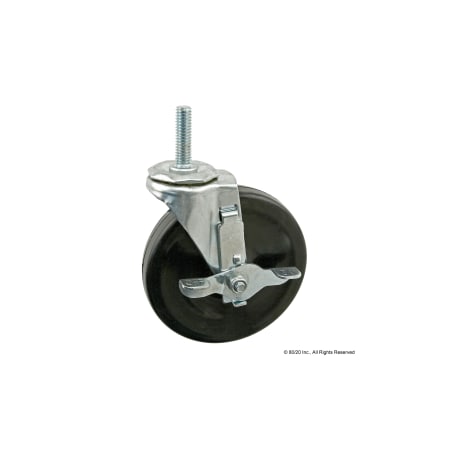 80/20 Swivel Caster, 7/16-14 Stem, Brake, 5" 2307