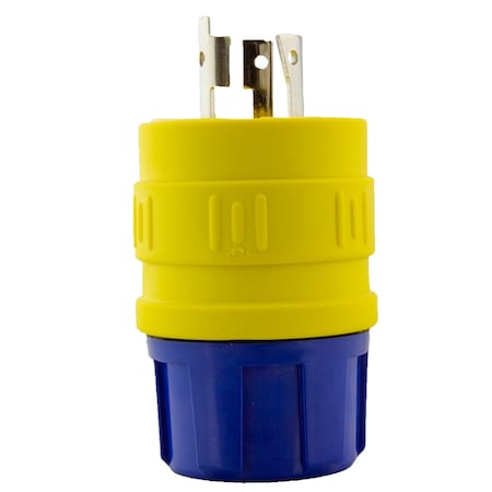 Ericson Locking Plug, Non-NEMA, 20 A, 125/250V AC, Single Phase, 3 Pole, Spring Clamp Terminals, Yellow 2316-P