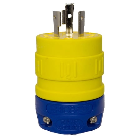 Ericson Locking Plug, L7-20P, 20 A, 277V AC, Single Phase, 2 Pole, Spring Clamp Terminals, Yellow 2314-P