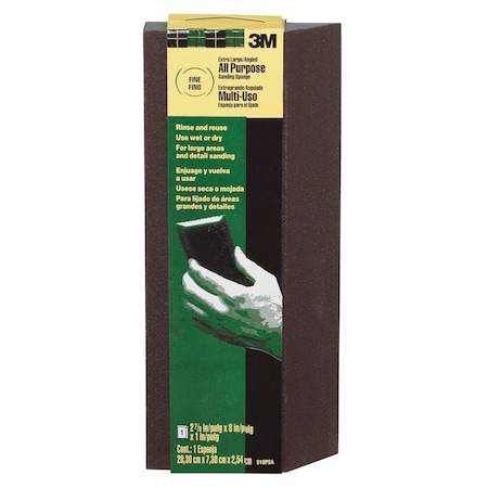 3M Sanding Sponge, Fine, 8"L, 2 7/8"W 910PSA-MASS