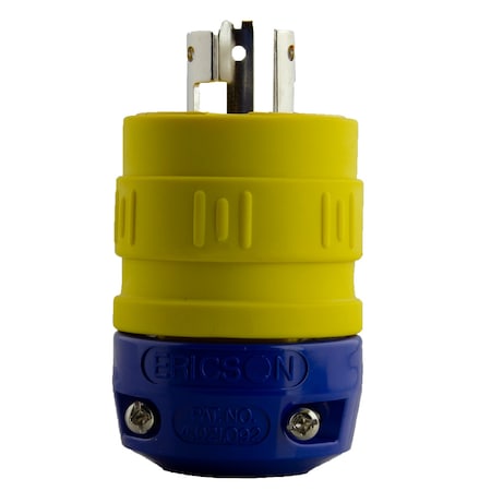 Ericson Locking Plug, L14-20P, 20 A, 125/250V AC, Single Phase, 3 Pole, Spring Clamp Terminals, Yellow 2320-P