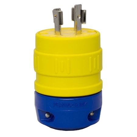 Ericson Locking Plug, L15-20P, 20 A, 250V AC, Three Phase, 3 Pole, Spring Clamp Terminals, Yellow 2322-P