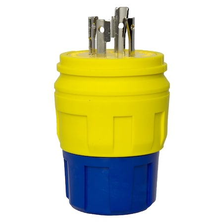 Ericson Locking Plug, Non-NEMA, 30 A, 250/600V AC, Single Phase, 3 Pole, Yellow 2317-PW6P