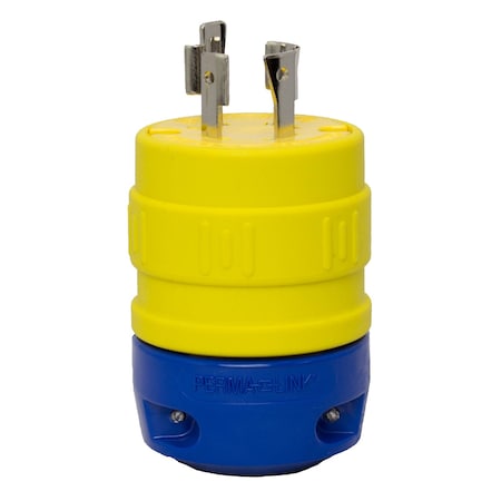 Ericson Locking Plug, L16-20P, 20 A, 480V AC, Three Phase, 3 Pole, Spring Clamp Terminals, Yellow 2324-P