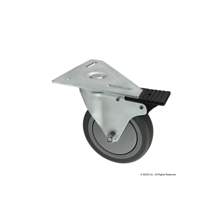 80/20 Triangular, Top Plate Caster, Brake, 5" 2338