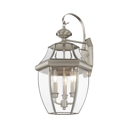Livex Lighting Monterey 3 Light Brushed Nickel Outdoor Wall Lantern 2351-91
