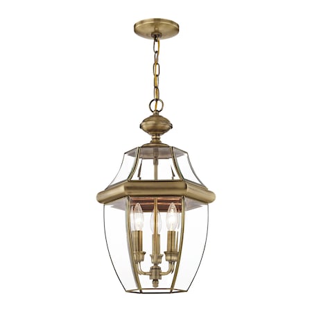 Livex Lighting Monterey 3 Light Antique Brass Outdoor Pendant Lantern 2355-01