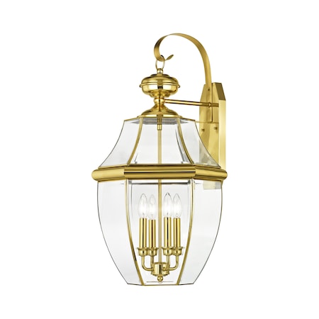 Livex Lighting Monterey 4 Light Polished Brass Outdoor Wall Lantern 2356-02