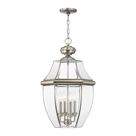 Livex Lighting Monterey 4 Light Brushed Nickel Outdoor Pendant Lantern 2357-91