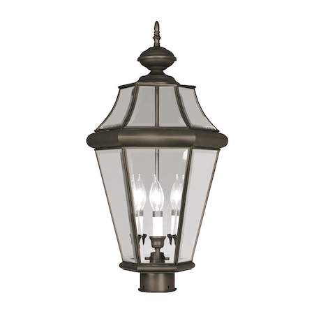Livex Lighting Georgetown 3 Light Bronze Outdoor Post Top Lantern 2364-07