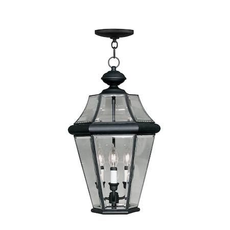 Livex Lighting Georgetown 3 Light Black Outdoor Pendant Lantern 2365-04