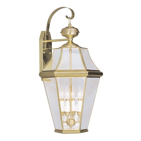 Livex Lighting Georgetown 4 Light Polished Brass Outdoor Wall Lantern 2366-02