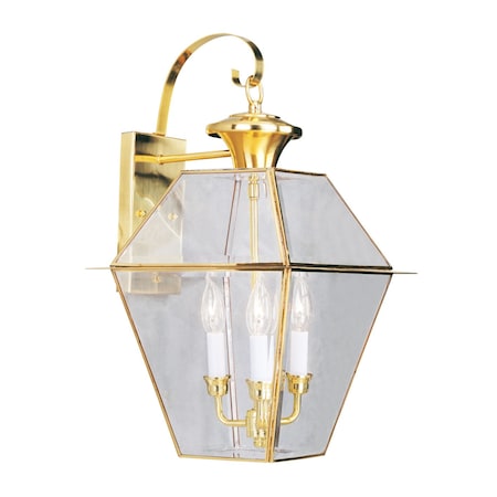 Livex Lighting Westover 3 Light Polished Brass Outdoor Wall Lantern 2381-02