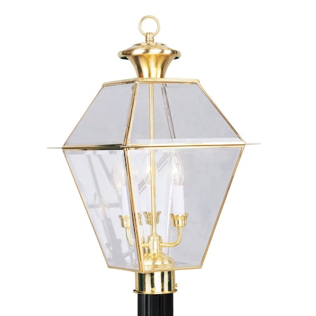 Livex Lighting Westover 3 Light Polished Brass Outdoor 2384-02