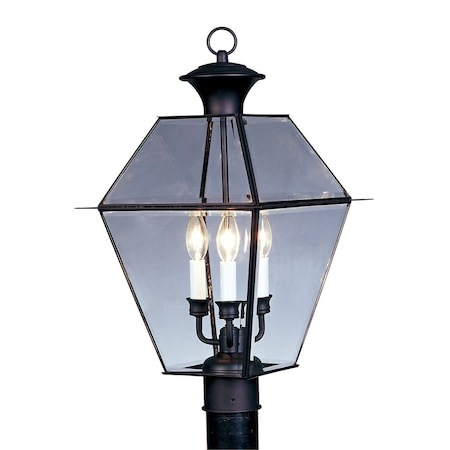 Livex Lighting Westover 3 Light Black Outdoor Post Top Lantern 2384-04
