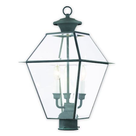 Livex Lighting Westover 3 Light Charcoal Outdoor Post Top Lantern 2384-61