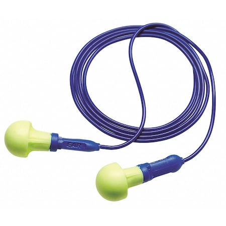 3M E-A-R Disposable Corded Ear Plugs, Metal Detectable, Pod Shape, NRR 28 dB, M, Yellow, 200PK 318-3000
