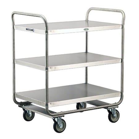 Lakeside Stainles Steel Tubular Frame 3 Shelf Cart; 500 lb Capacity, 21"x33" 244