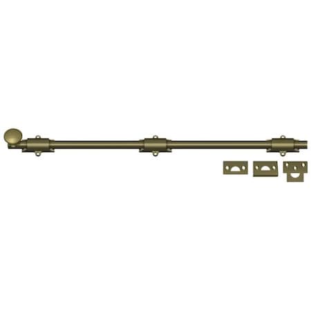 Deltana Surface Bolt, Heavy Duty Antique Brass 24" 24SB5