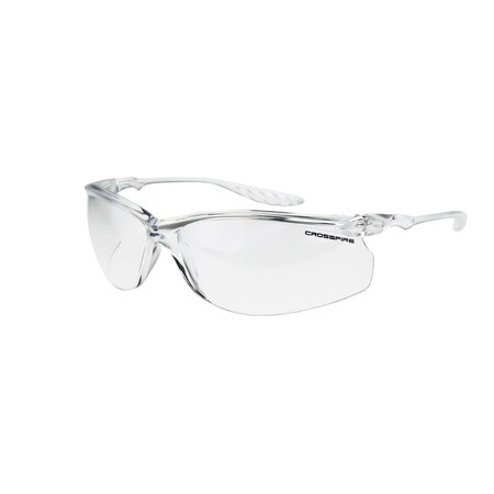 Crossfire Safety Glasses, Wraparound Clear Polycarbonate Lens, Scratch-Resistant, 12PK 3754
