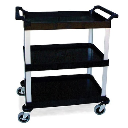 Lakeside Plastic Utility Cart; 300 lb capacity, 3 Shelf, 16"x25-1/2" - Black 2500
