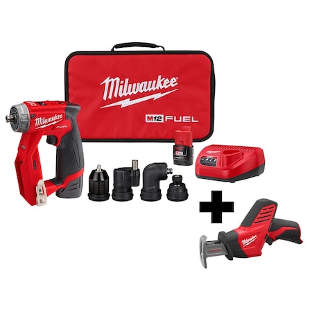 Milwaukee Tool M12 FUEL Installation Drill/Driver Kit + M12 HACKZALL Recip Saw 2505-22, 2420-20