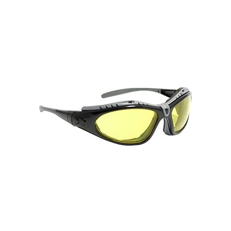 Bouton Optical Fuselage, Safety Glasses, Anti-Fog & Anti-Scratch, Amber Lens, Black Frame, Full-Frame, 1 PR 250-50-0429