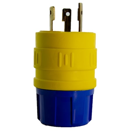 Ericson Locking Plug, L6-30P, 30 A, 250V AC, Single Phase, 2 Pole, Spring Clamp Terminals, Yellow 2512-P