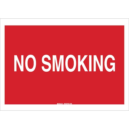 Brady No Smoking Sign, 7" H, 10" W, Plastic, Rectangle, English, 25110 25110