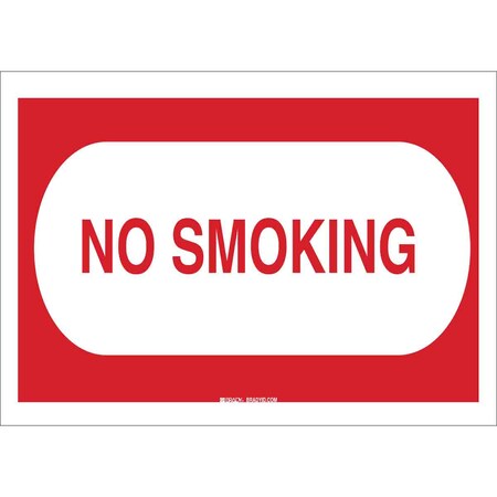 Brady No Smoking Sign, 7" H, 10" W, Rectangle, English, 42691 42691