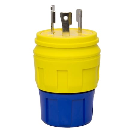 Ericson Locking Plug, L5-30P, 30 A, 125V AC, Single Phase, 2 Pole, Yellow 2510-PW6P