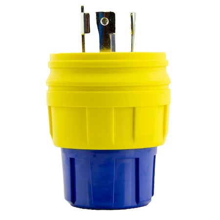 Ericson Locking Plug, L15-30P, 30 A, 250V AC, Three Phase, 3 Pole, Yellow 2522-PW6P