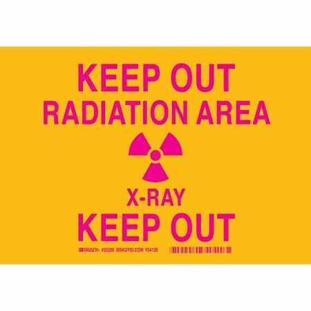 Brady Radiation Sign, 7 in H, 10 in W, Plastic, Rectangle, 25289 25289