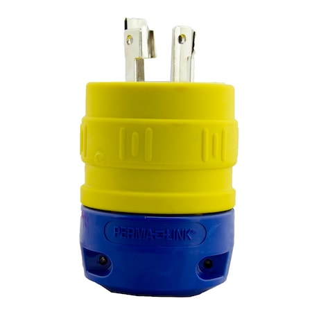 Ericson Locking Connector, L7-30, 30 A, 277V AC, Single Phase, 2 Pole, Screw Terminals, Yellow 2614-C