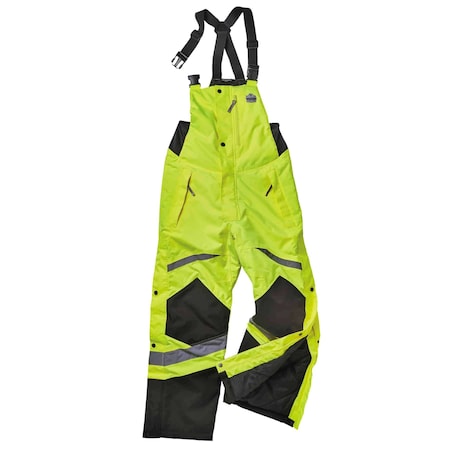Ergodyne Insulated Bib Overalls, 300D polyester oxford with PU coating, Lime, 5XL 8928