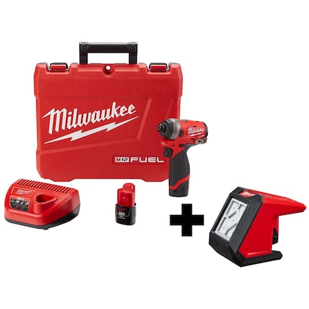 Milwaukee M12 FUEL™ 1/4" Hex Impact Driver Kit w/ M12™ ROVER™ Mntng Flood Light 2553-22, 2364-20