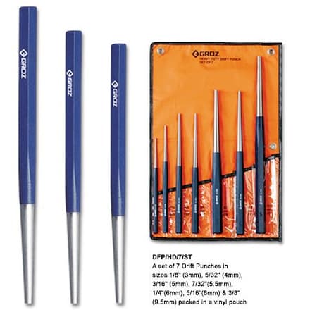 Groz Drift Punch Set, Heavy Duty, 7 pcs. 25809