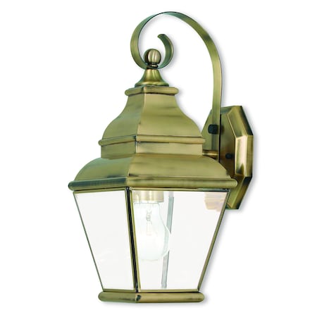 Livex Lighting Exeter 1 Light Antique Brass Outdoor Wall Lantern 2590-01