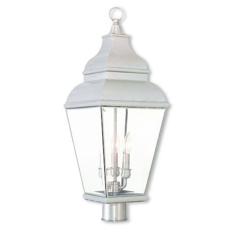 Livex Lighting Exeter 3 Light Brushed Nickel Outdoor Po 2594-91