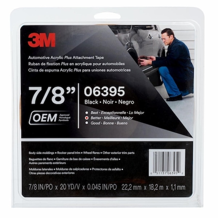 3M AcrylicPlusHigh-BondTape06395 Black, PK12 06395