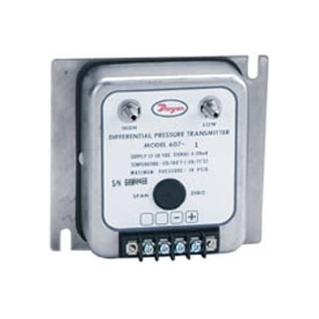Dwyer Instruments Differential pressure transmitter, range 0-.10" w.c. 607-0