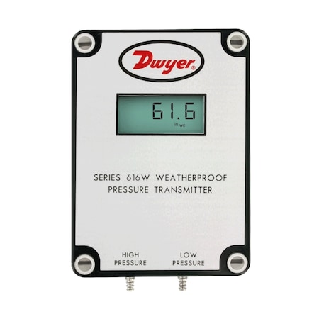 Dwyer Instruments Differential pressure transmitter, range 0-20" w.c., max. pressure 20 psig. 616W-4-LCD