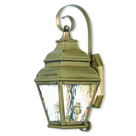 Livex Lighting Exeter 2 Light Antique Brass Outdoor Wall Lantern 2602-01