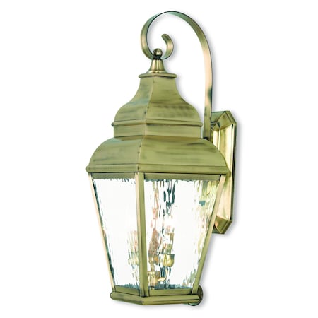 Livex Lighting Exeter 3 Light Antique Brass Outdoor Wall Lantern 2605-01