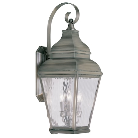Livex Lighting Exeter 3 Light Vintage Pewter Outdoor Wa 2605-29