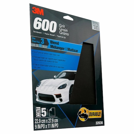 3M Wetordry Sndpr, 32036, 600grit, 9"ch, PK100 32036