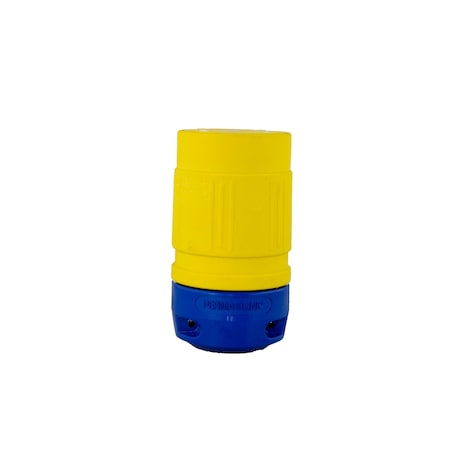 Ericson Locking Connector, L16-30R, 30 A, 480V AC, Three Phase, 3 Pole, Spring Clamp Terminals, Yellow 2624-C